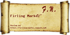 Firling Markó névjegykártya